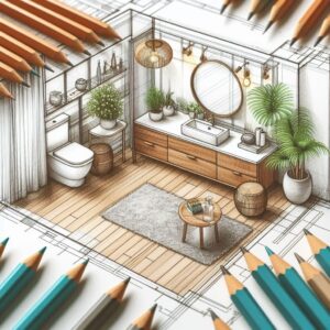 an example bathroom design sketch